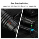 WARRIOR X 4 USB-C AND MCC RECHARGEABLE TACTICAL FLASHLIGHT WITH HOLSTER (MATTE BLACK)