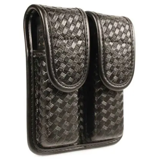 PERFECT FIT CLOSED TOP DOUBLE MAG POUCH BASKET WEAVE WITH HIDDEN SNAPS