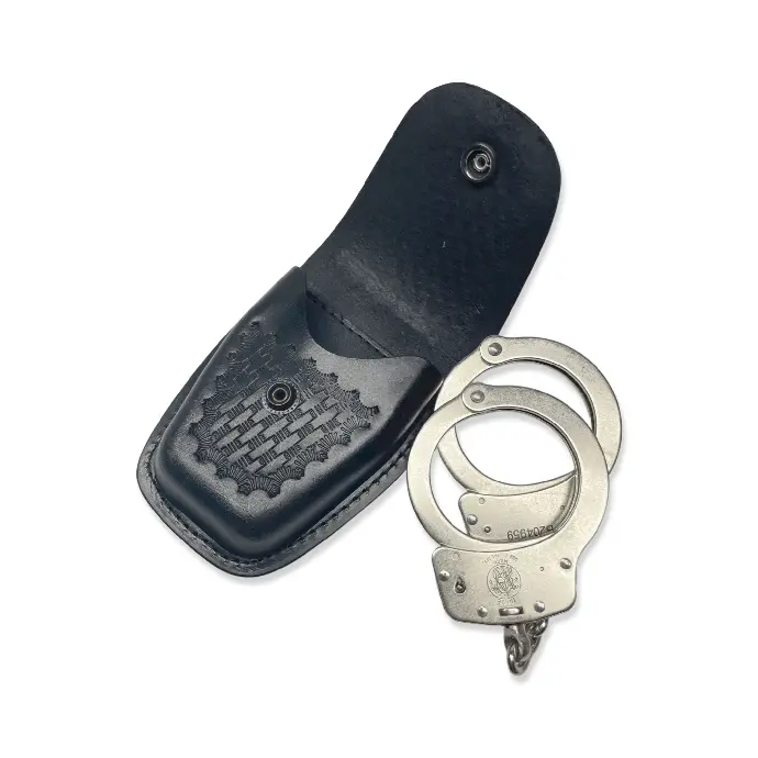 PERFECT FIT CLOSED TOP CASE FOR ASP CUFFS BASKET WEAVE WITH BLACK SNAP.. CC1102-BW