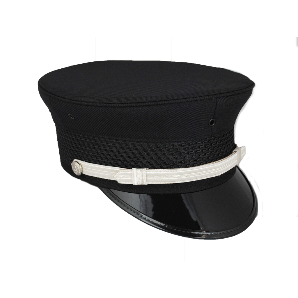 BLACK BELL CAP WITH SILVER LACE CHIN STRAP SIL -FD
