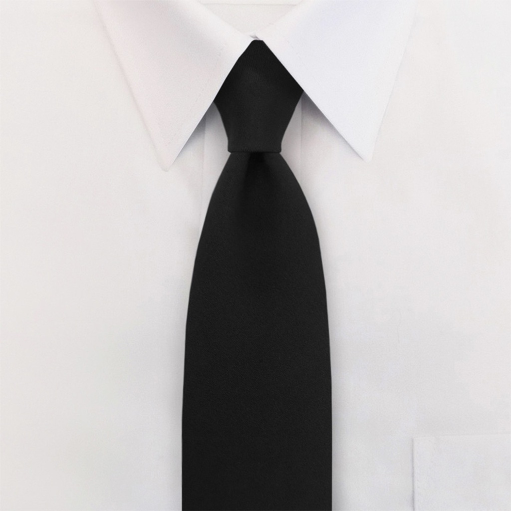 POLYESTER/WOOL 3.0"X16" CLIP-ON TIE WITH BUTTONHOLES - BLACK