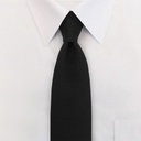 POLYESTER/WOOL 3.0"X16" CLIP-ON TIE WITH BUTTONHOLES - BLACK